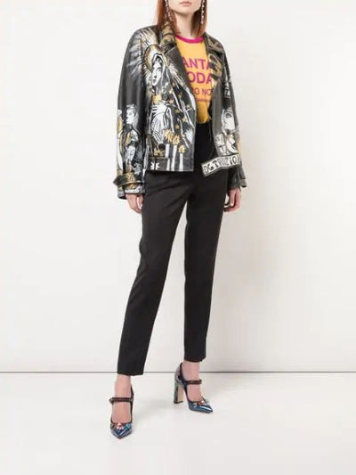 Shop Dolce & Gabbana Graffiti Leather Jacket In Black