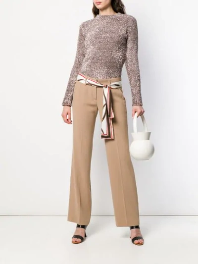 Shop Cambio Scarf Belted Tailored Trousers In Brown