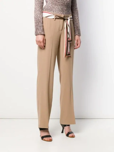 Shop Cambio Scarf Belted Tailored Trousers In Brown
