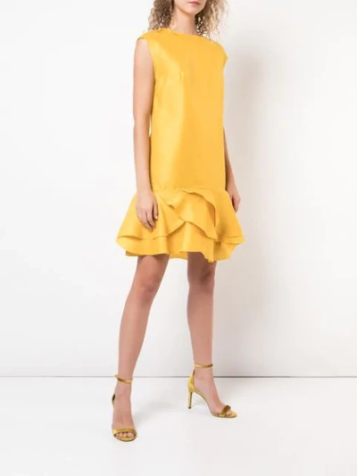 Shop Oscar De La Renta Ruffle Detail Cocktail Dress - Yellow