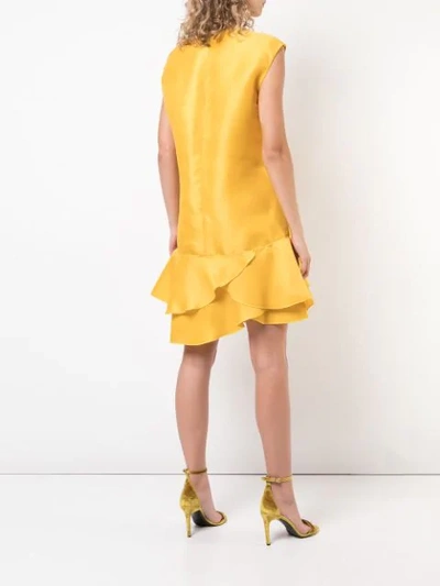 Shop Oscar De La Renta Ruffle Detail Cocktail Dress - Yellow