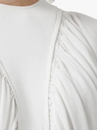 Shop Burberry Ruched Panel Jersey Gown In White
