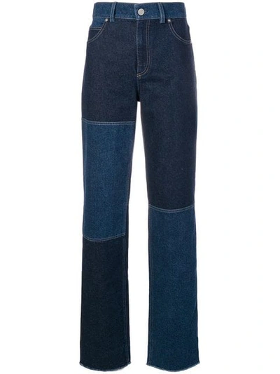 Shop Pringle Of Scotland High Waisted Patchwork Jeans In Blue