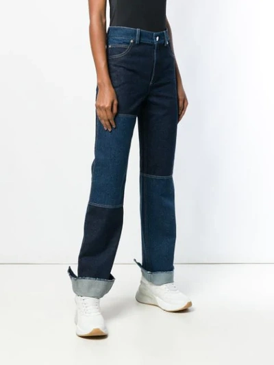 Shop Pringle Of Scotland High Waisted Patchwork Jeans In Blue