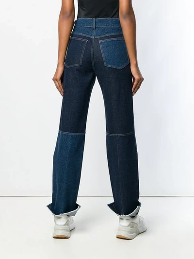 Shop Pringle Of Scotland High Waisted Patchwork Jeans In Blue