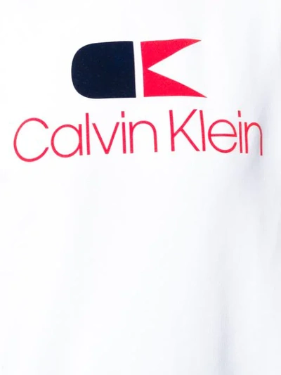 Shop Calvin Klein Logo Print Sweatshirt In White