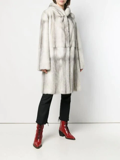 Shop Liska Dawson Ii Fur Coat In Grey