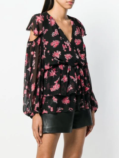 Shop Pinko Abstract Floral Print Blouse In Black