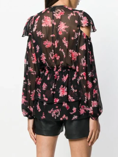 Shop Pinko Abstract Floral Print Blouse In Black