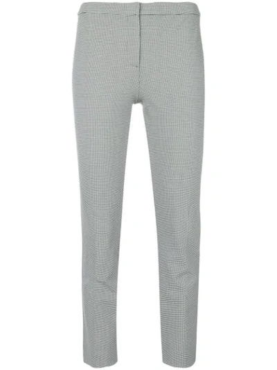 Shop Theory Houndstooth Print Cropped Skinny Trousers In Black