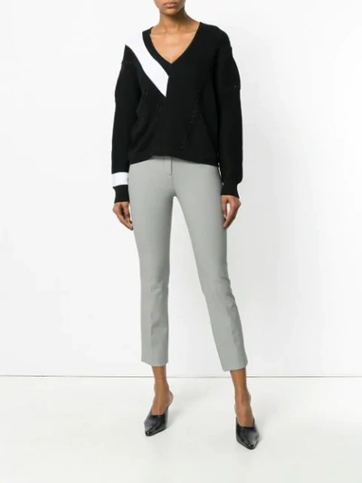 Shop Theory Houndstooth Print Cropped Skinny Trousers In Black