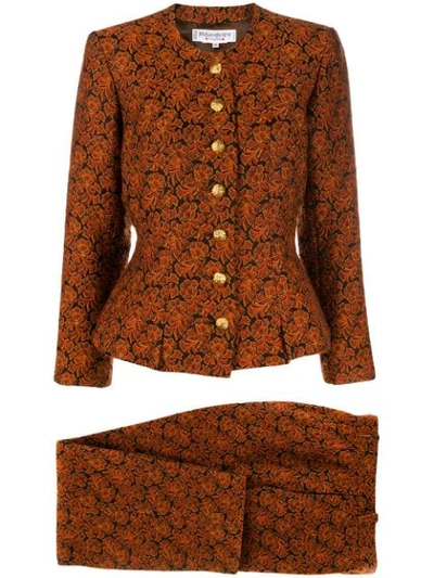 Pre-owned Saint Laurent 1980's Baroque Pattern Suit In Orange