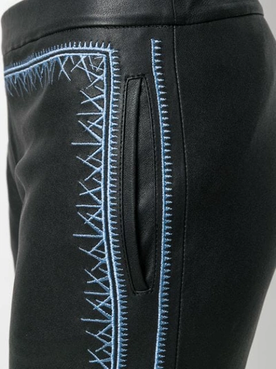 Shop Haider Ackermann Contrasting Insert Leggings In Mimizan Black+pale Blue