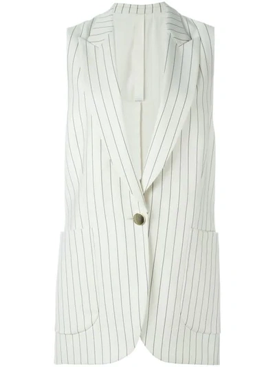 Shop Petar Petrov Striped Sleeveless Jacket In White