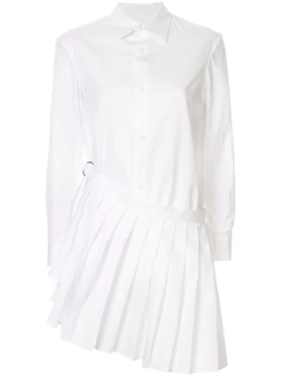 Shop Yohji Yamamoto Pleated Detail Button-up Shirt In White