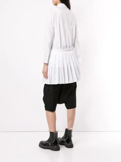 Shop Yohji Yamamoto Pleated Detail Button-up Shirt In White