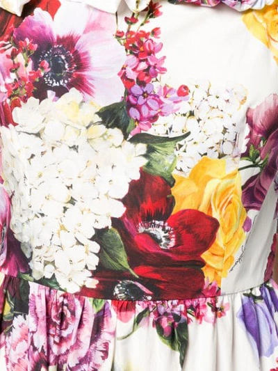 Shop Dolce & Gabbana Floral Cold Shoulder Maxi Dress In White
