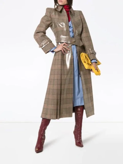 Shop Fendi Check Pvc Coated Trench Coat In Grey
