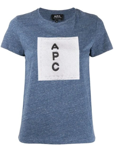 Shop Apc Logo T-shirt In Blue