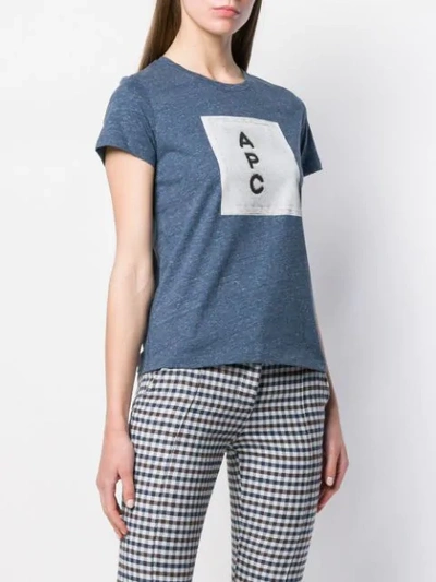 Shop Apc Logo T-shirt In Blue