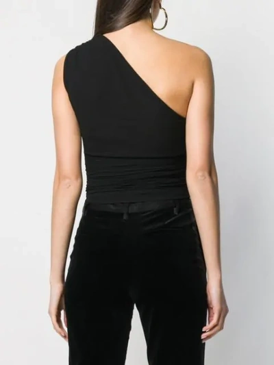 Shop Saint Laurent One Shoulder Bodysuit In Black