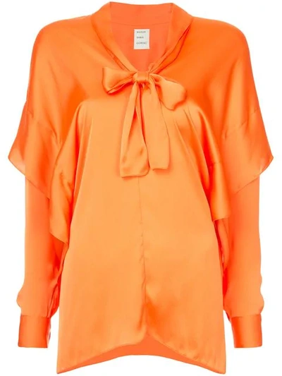 Shop Maison Rabih Kayrouz Pussy Bow Layered Blouse In Orange