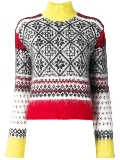 N°21 Print Turtleneck Wool & Mohair-blend Button-back Sweater In Black