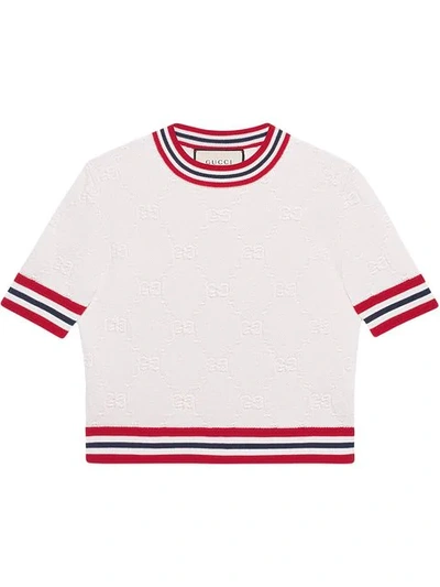 Shop Gucci Gg Pattern Knitted Top In White