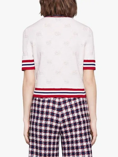 Shop Gucci Gg Pattern Knitted Top In White
