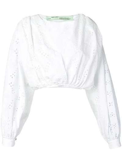 Shop Off-white Perforated Detail Top In White
