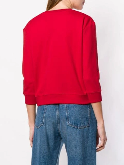 Shop Calvin Klein Jeans Est.1978 Cropped Logo Print Sweatshirt In Red