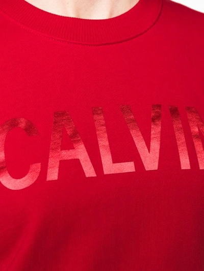 Shop Calvin Klein Jeans Est.1978 Cropped Logo Print Sweatshirt In Red