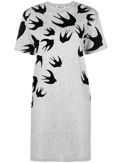 Shop Mcq By Alexander Mcqueen Swallow Print T-shirt Dress In Grey