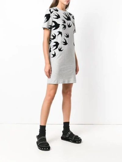 Shop Mcq By Alexander Mcqueen Swallow Print T-shirt Dress In Grey
