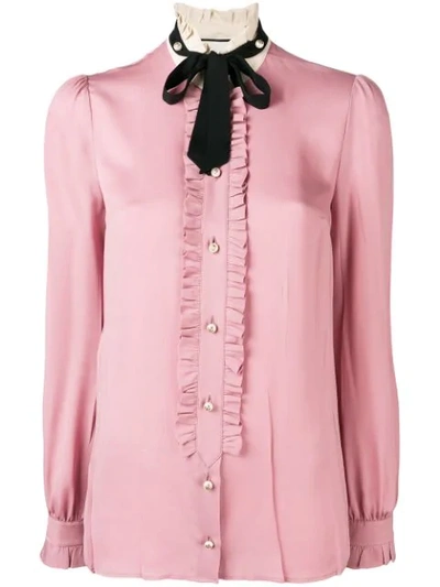 Shop Gucci Frilled Loose Blouse In Pink