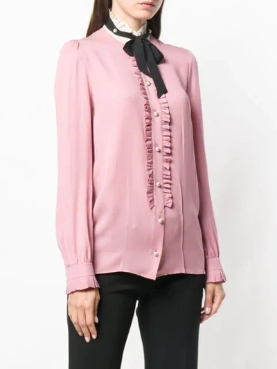 Shop Gucci Frilled Loose Blouse In Pink