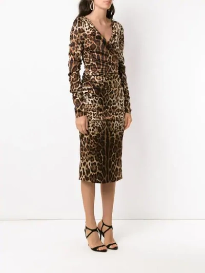 Shop Dolce & Gabbana Leopard Print Dress In Brown