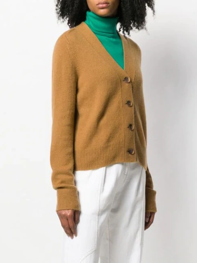 Shop Vince Knitted Cardigan In Neutrals