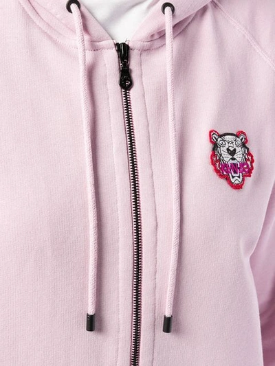 Shop Kenzo Tiger Zipped Hoodie In Pink