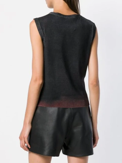 Shop Moschino Portrait Print Sleeveless Sweater In Black