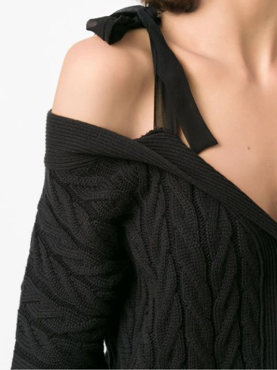 Shop Andrea Bogosian Tied Knit Blouse In Black