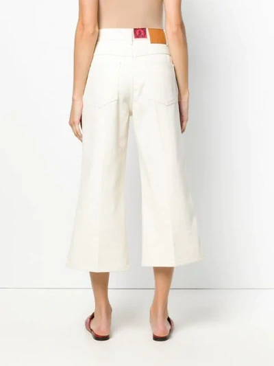 Shop Gucci Web Trim Cropped Jeans In Neutrals