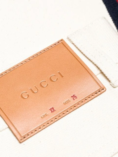 Shop Gucci Web Trim Cropped Jeans In Neutrals