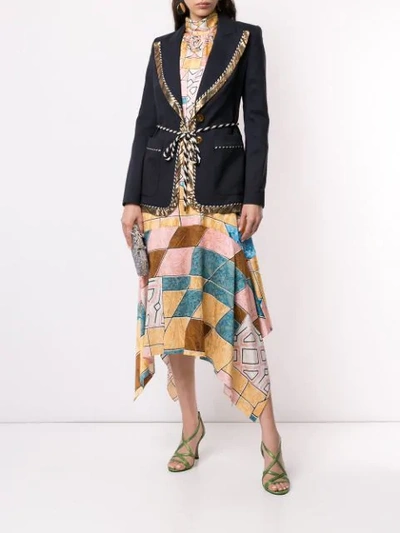 Peter Pilotto Single-breasted Braid-trimmed Tweed Jacket In Blue