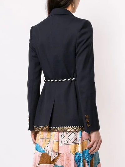 Shop Peter Pilotto Gold Trim Rope Tie Blazer In Blue