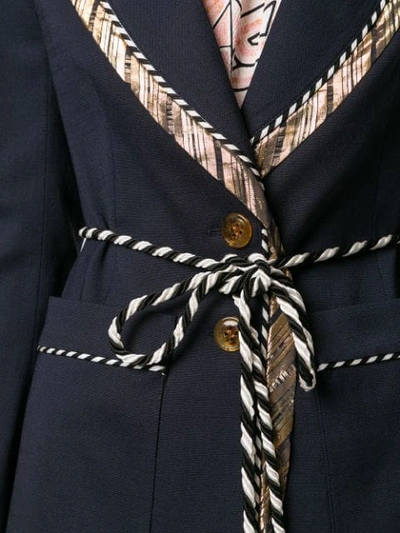 Shop Peter Pilotto Gold Trim Rope Tie Blazer In Blue
