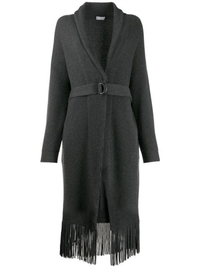 Shop Brunello Cucinelli Ribbed Knit Cardigan Coat In Grey