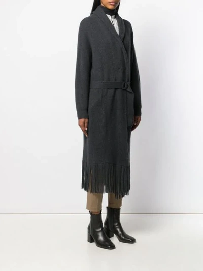 Shop Brunello Cucinelli Ribbed Knit Cardigan Coat In Grey