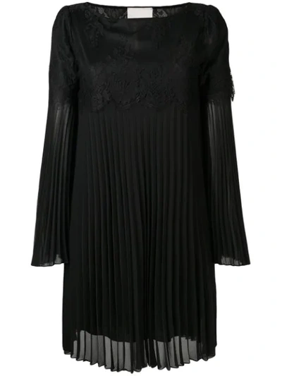 Shop Aniye By Lace Insert Pleated Dress In Black