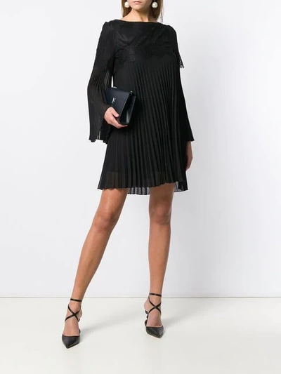 Shop Aniye By Lace Insert Pleated Dress In Black